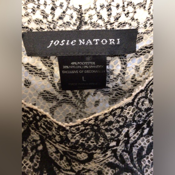 Josie Natori Black tan lace cami sleeveless top size large - Picture 4 of 6